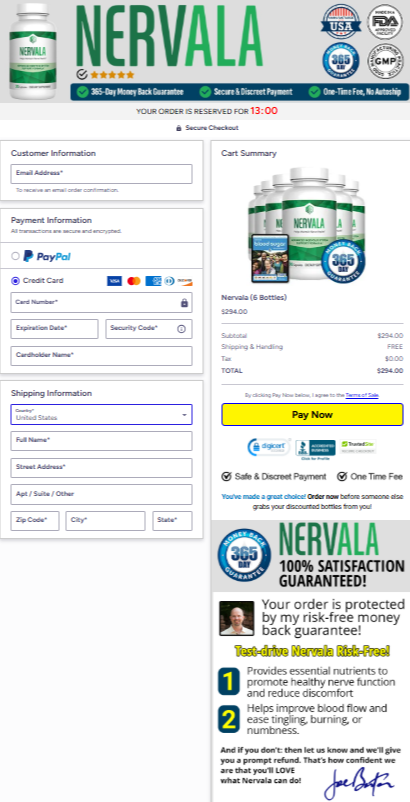 Nervala Official Website Secure Order Page